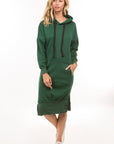 Midi Hoodie Dress by Claude in Olive