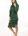 Midi Hoodie Dress by Claude in Olive