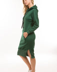 Midi Hoodie Dress by Claude in Olive