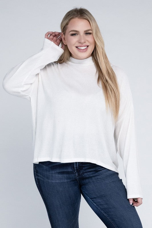 Plus Drop Shoulder Long Sleeve Top