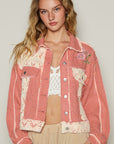 POL Crochet Patch Embroidered Button Up Jacket