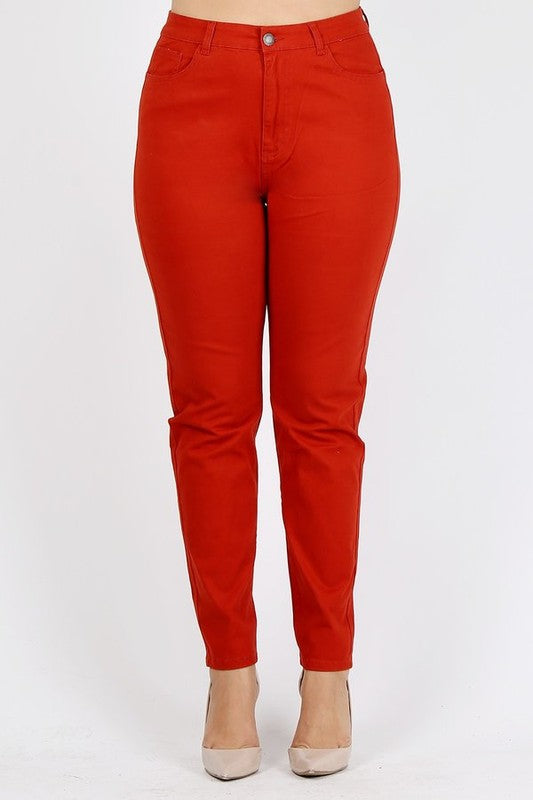 Plus Size High Waist Solid Stretch Jeans Pants