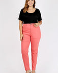 Plus Size High Waist Solid Stretch Jeans Pants