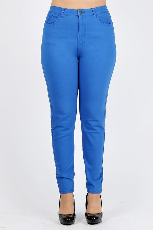 Plus Size High Waist Solid Stretch Jeans Pants