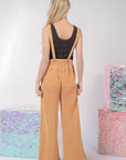 VERY J Texture Washed Wide Leg Overalls