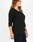 Plus Size Knit V-Neck Hi-Low Top