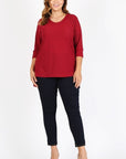 Plus Size Knit V-Neck Hi-Low Top