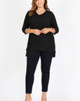 Plus Size Knit V-Neck Hi-Low Top