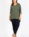 Plus Size Knit V-Neck Hi-Low Top