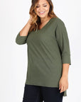 Plus Size Knit V-Neck Hi-Low Top