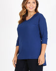 Plus Size Knit V-Neck Hi-Low Top