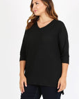 Plus Size Knit V-Neck Hi-Low Top