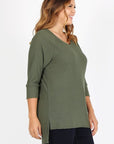 Plus Size Knit V-Neck Hi-Low Top