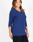 Plus Size Knit V-Neck Hi-Low Top