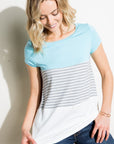 e Luna PLUS Striped Solid Color Block Top