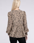 Leopard Print Ruffle Hem Blouse