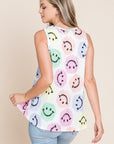 BOMBOM Smiley Face Round Neck Tank