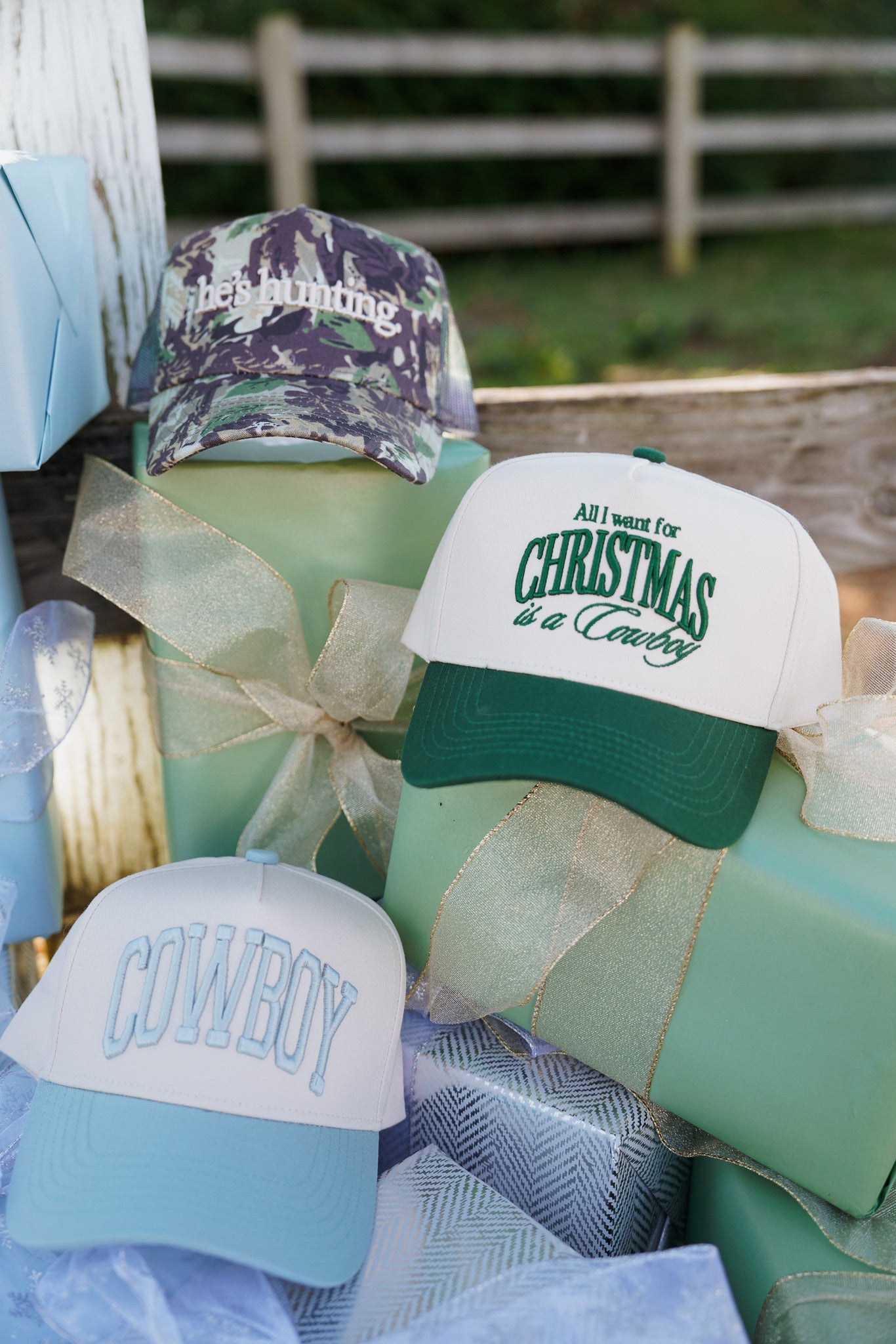 All I want for Christmas is a Cowboy - Green Vintage Trucker Hat