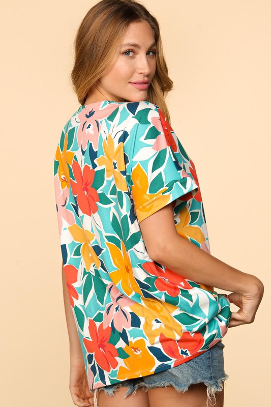 Haptics PLUS Floral Loose Fit Short Sleeve Top