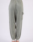 VERY J Washed Woven Crinkle Gauze Drawstring Cargo Pants