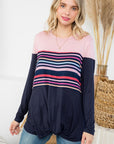 e Luna Solid Striped Mix Colorblock Top