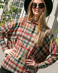 e Luna Plaid Mock Neck Boxy Top