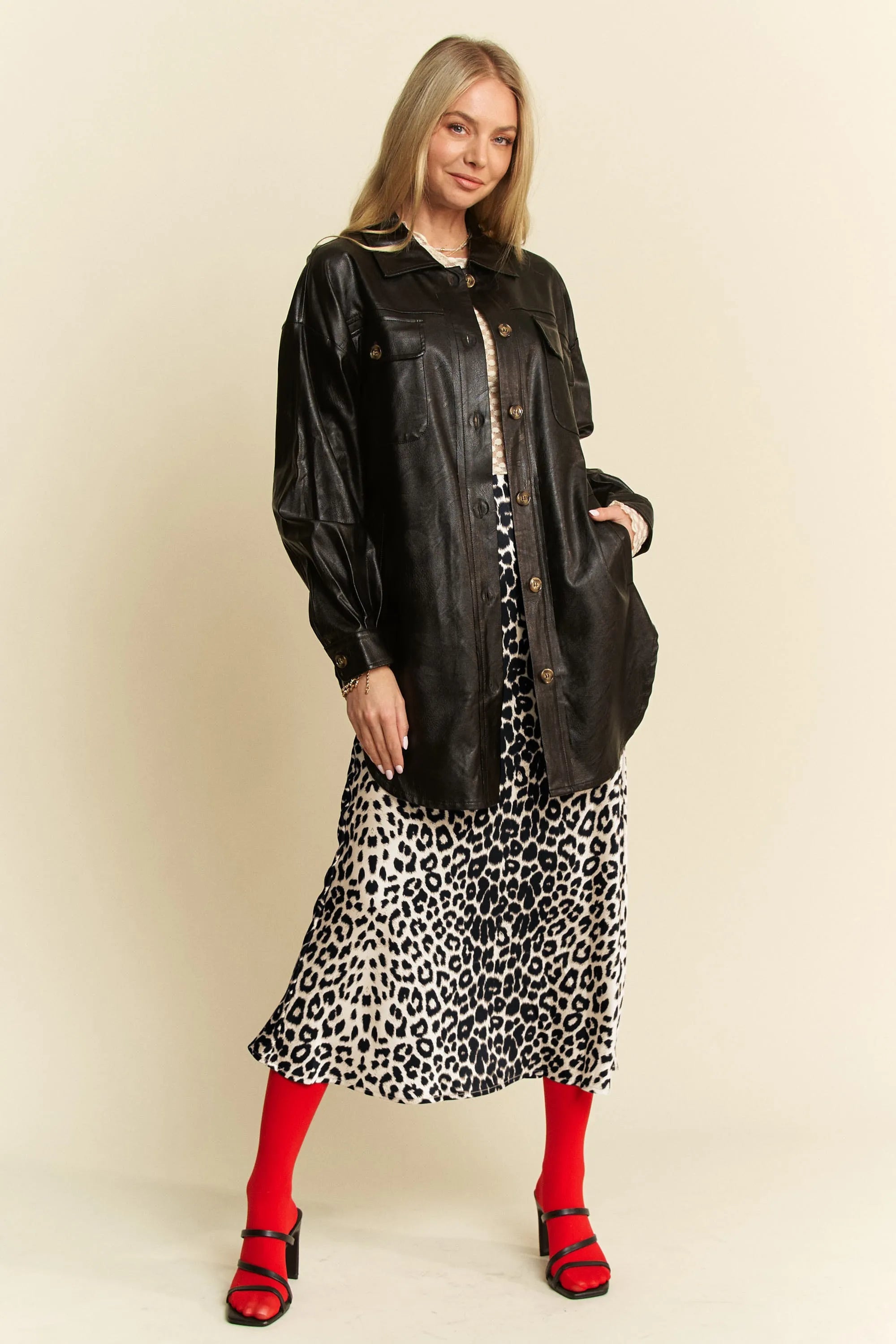 Davi & Dani Leopard Animal Print Long Length Skirt