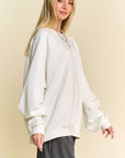 Davi & Dani Round Neck Raglan Sleeve Sweatshirt