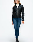 YMI Faux Layered Double-Zipper Jacket with Fuzzy Hood