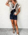 Stripe Colorblock Quarter Zip Collar Sweater Vest