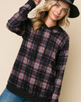 e Luna Plaid Mixed Hoodie Sweatshirt