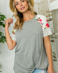 Plus Solid Floral Jersey Mixed Top - Online Only - My Pampered Life Seattle