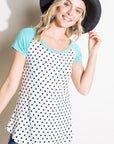 e Luna PLUS Polka Dot Mix Baseball Top