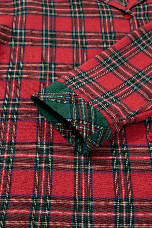 Plus Size Christmas Plaid Shirt and Shorts Pajama