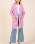 Mittoshop Open Front Long Sleeve Longline Cardigan