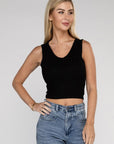 Zenana Ribbed Scoop Neck Cropped Sleeveless Top