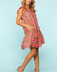 Haptics Full Size Ruffled Printed Dress with Side Pockets