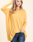 BOMBOM Round Neck Long Sleeve Oversized Top