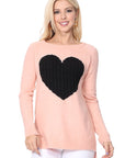 Cozy Heart Jacquard Round Neck Pullover Sweater