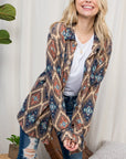 e Luna PLUS Fuzzy Aztec Button Down Shacket