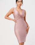 La Scala Center Front Knot Tricot Bodycon Dress