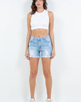 American Bazi High Waist Distressed Frayed Denim Shorts