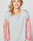 e Luna Striped Mixed Sweatshirt