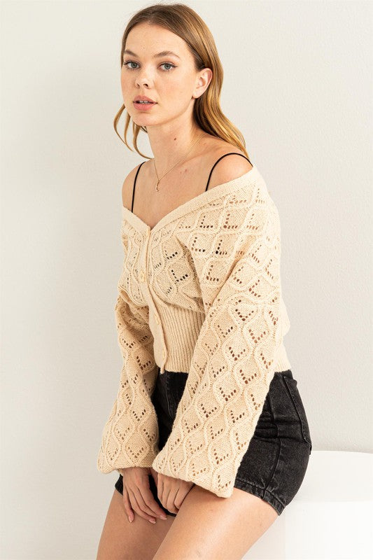 HYFVE Days Together Pointelle Sweater Cardigan