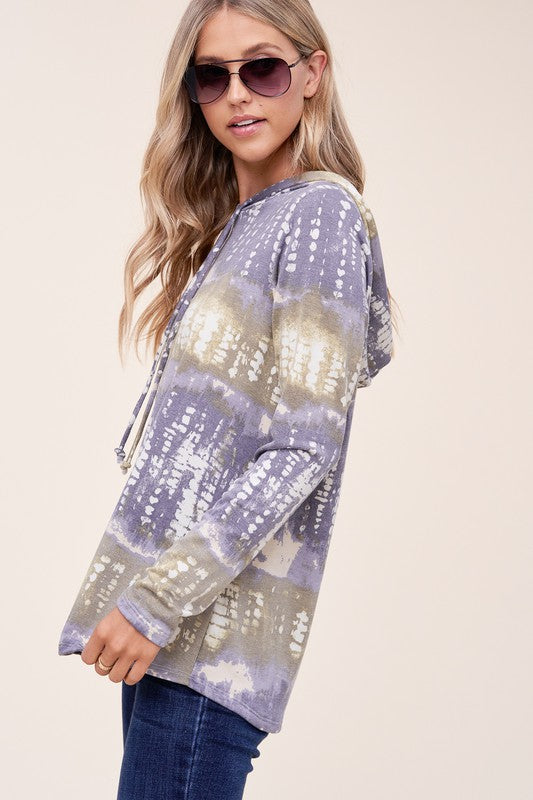 e Luna Terry Tie Dye Long Hoodie Top