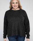 Zenana Plus Ribbed Brushed Melange Hacci Sweater
