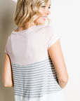 e Luna PLUS Striped Solid Color Block Top