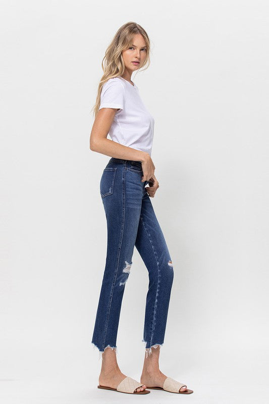 Flying Monkey Mid Rise Crop Slim Straight Medium Wash - Online Only