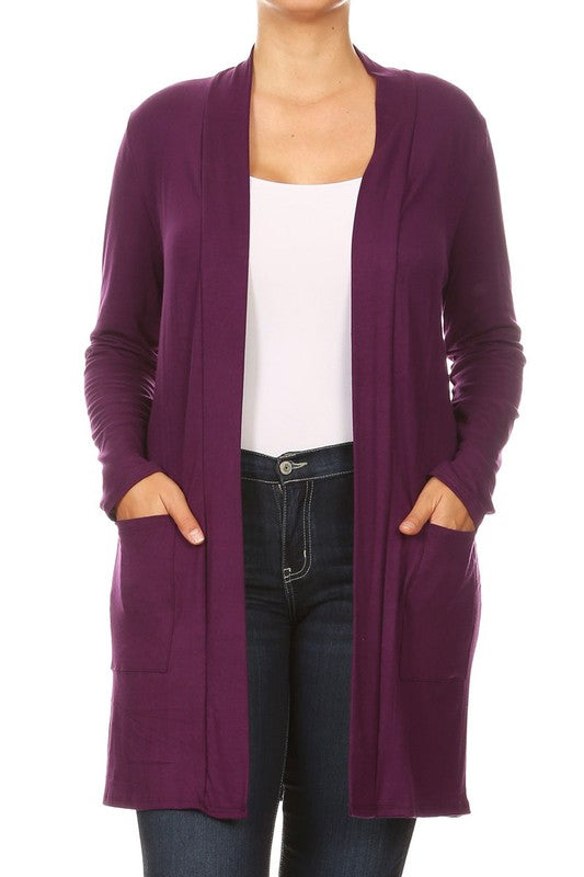 Plus Size Knee Length Duster Cardigan