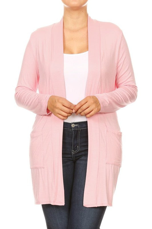 Plus Size Knee Length Duster Cardigan